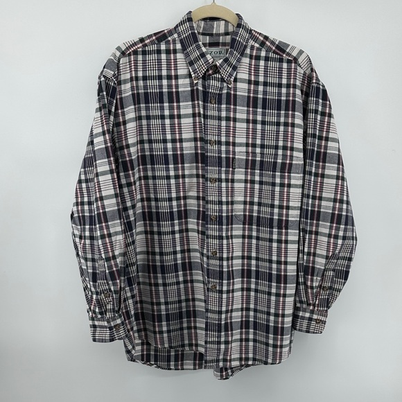 Izod Other - VTG Western Rugged Streetwear Izod Navy/White Plaid Button Down FlannelShirt SzM